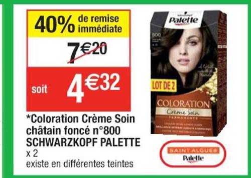 coloration crème soin châtain foncé n°800 schwarzkopf palette