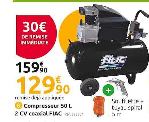compresseur 50l 2 cv coaxial fiac