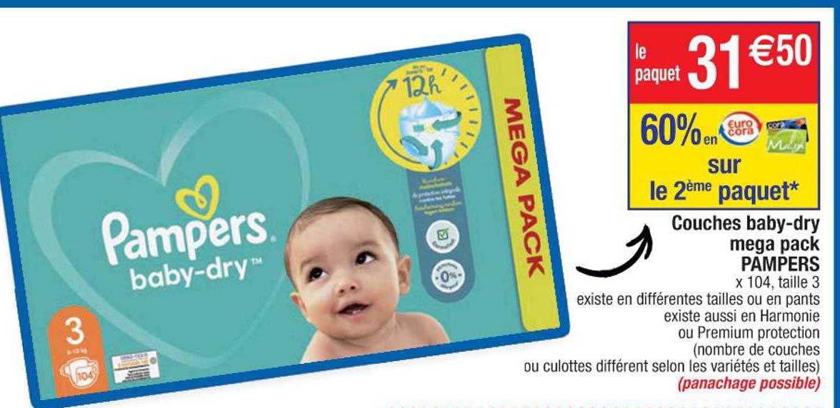 couches baby-dry méga pack pampers
