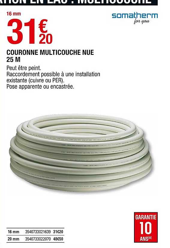 couronne multicouche nue 25 m somatherm