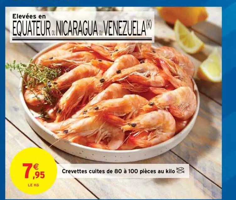 crevettes cuites de 80 à 100 pièces au kilo