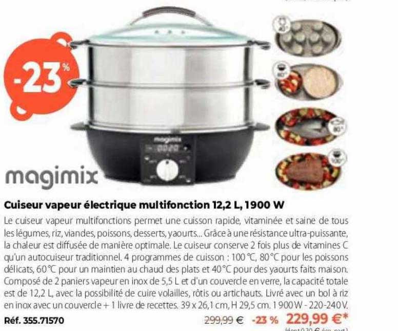 cuiseur vapeur électrique multifonction 12,2l, 1900 w magimix
