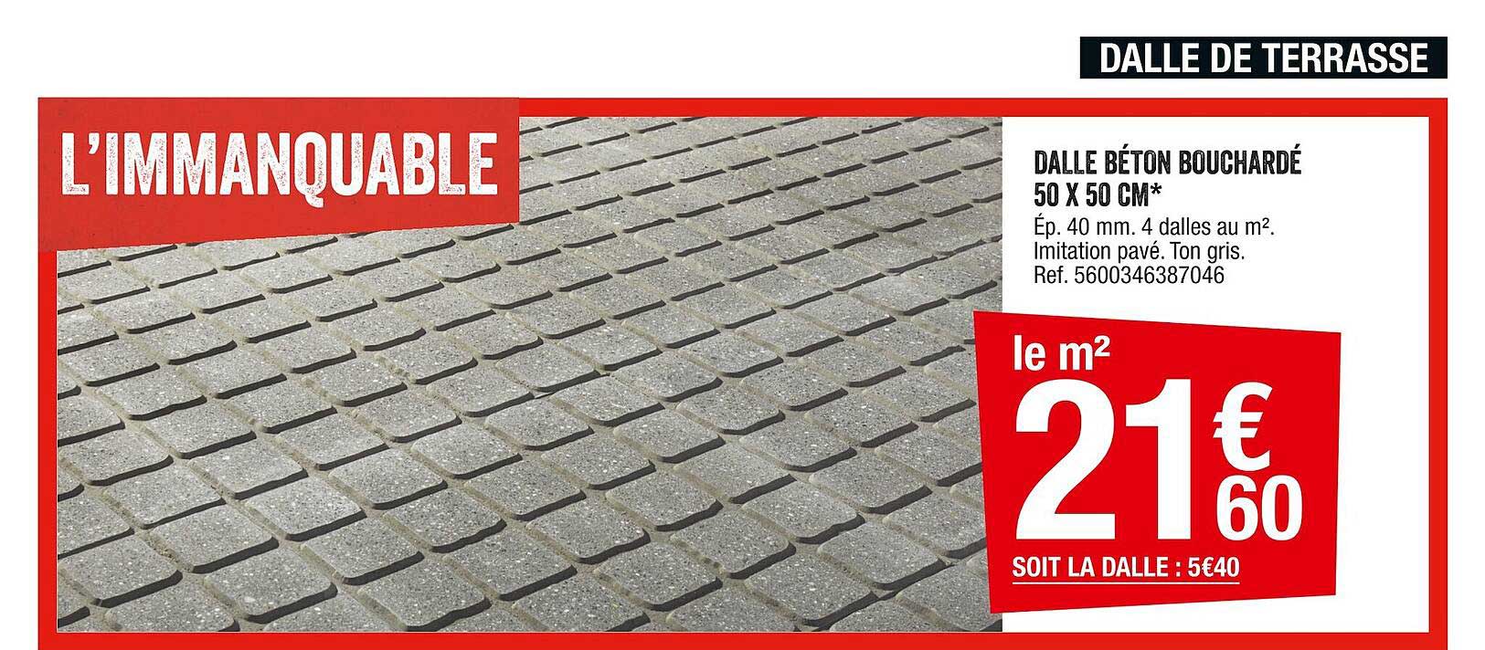 Dalle Béton Bouchardé 50 X 50 Cm