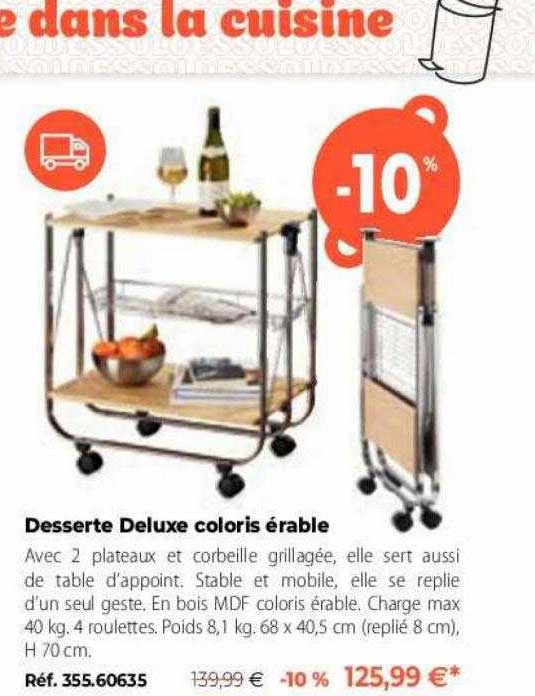 desserte deluxe coloris érable