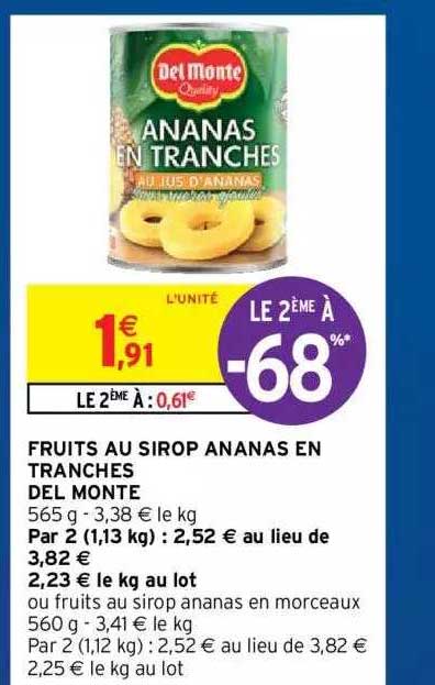 fruits au sirop ananas en tranches del monte