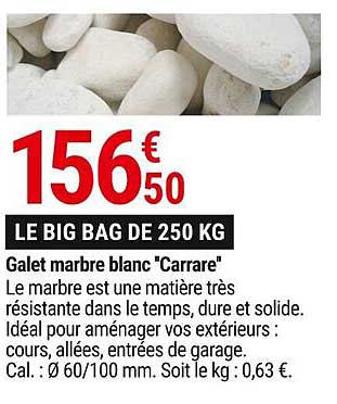 galet marbre blanc "carrare"