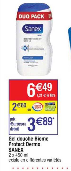 gel douche biome protect dermo sanex