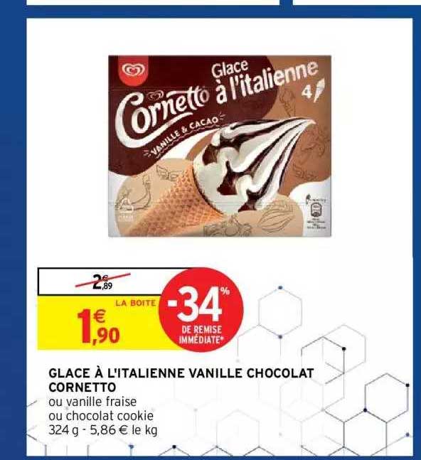 glace à l'italienne vanille chocolat cornetto