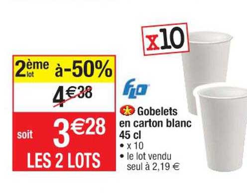 gobelets en carton blanc 45cl flo