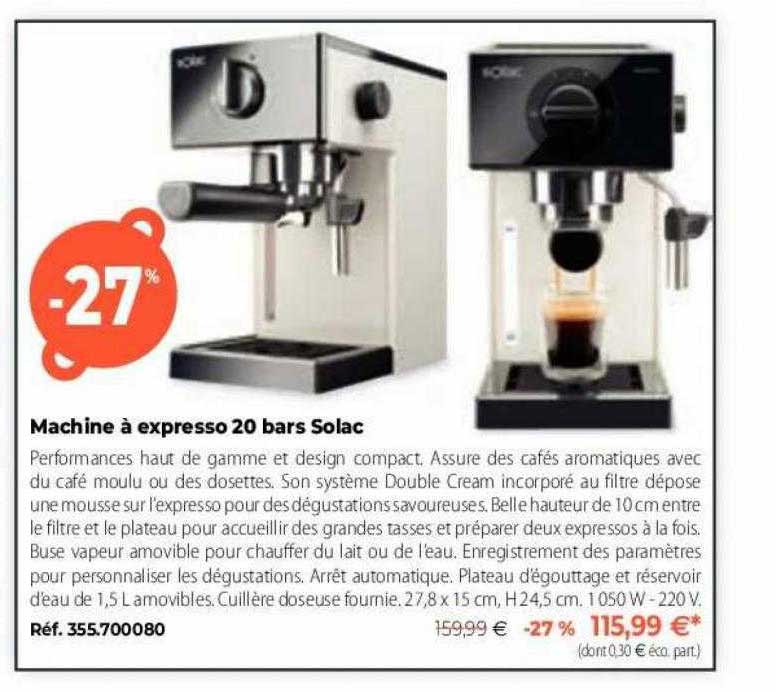 machine à expresso 20 bars solac