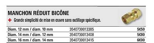 manchon réduit bicône