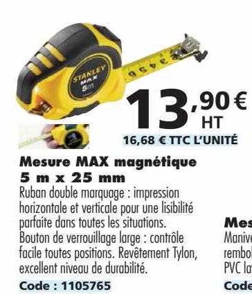 mesure max magnétique 5 m x 25 mm