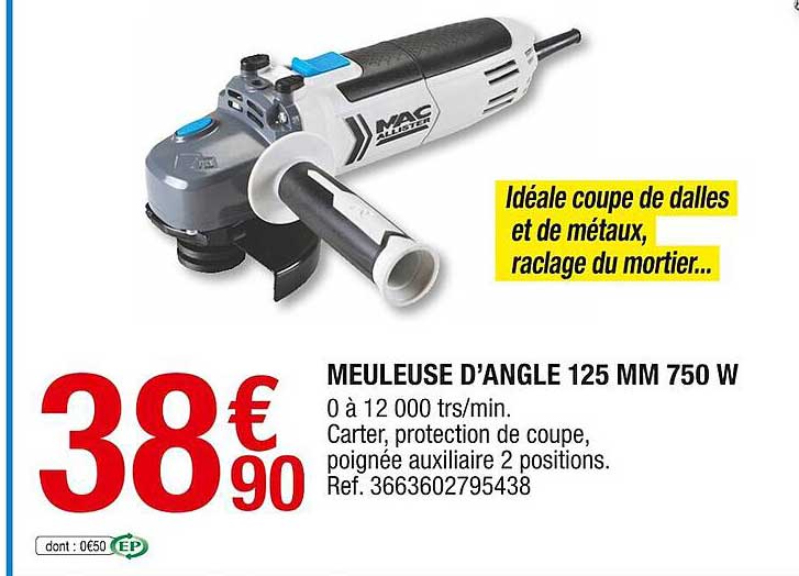 meuleuse d'angle 125 mm 750 w mac allister