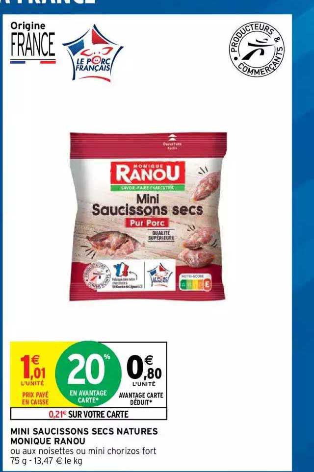 mini saucissons secs natures monique ranou