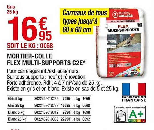 mortier-colle flex multi-supports c2e
