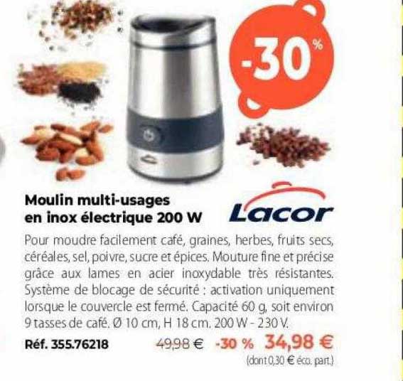 moulin multi-usages en inox électrique 200 w lacor