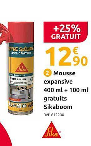 mousse expansive 400ml + 100ml gratuits sikaboom sika