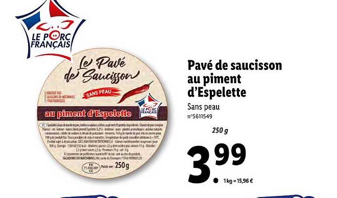 pavé de saucisson au piment d'espelette