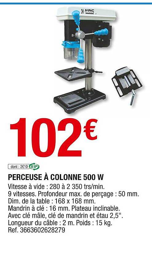 perceuse à colonne 500 w mac allister