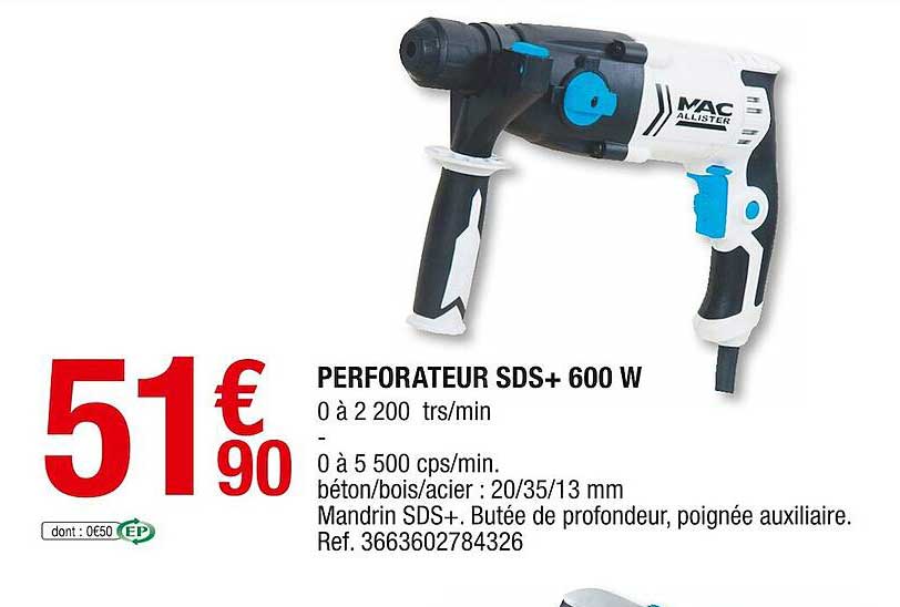perforateur sds+ 600 w mac allister