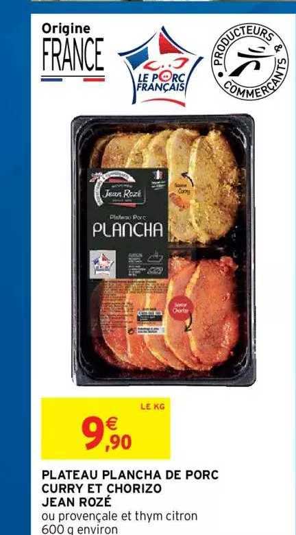 plateau plancha de porc curry et chorizo jean rozé