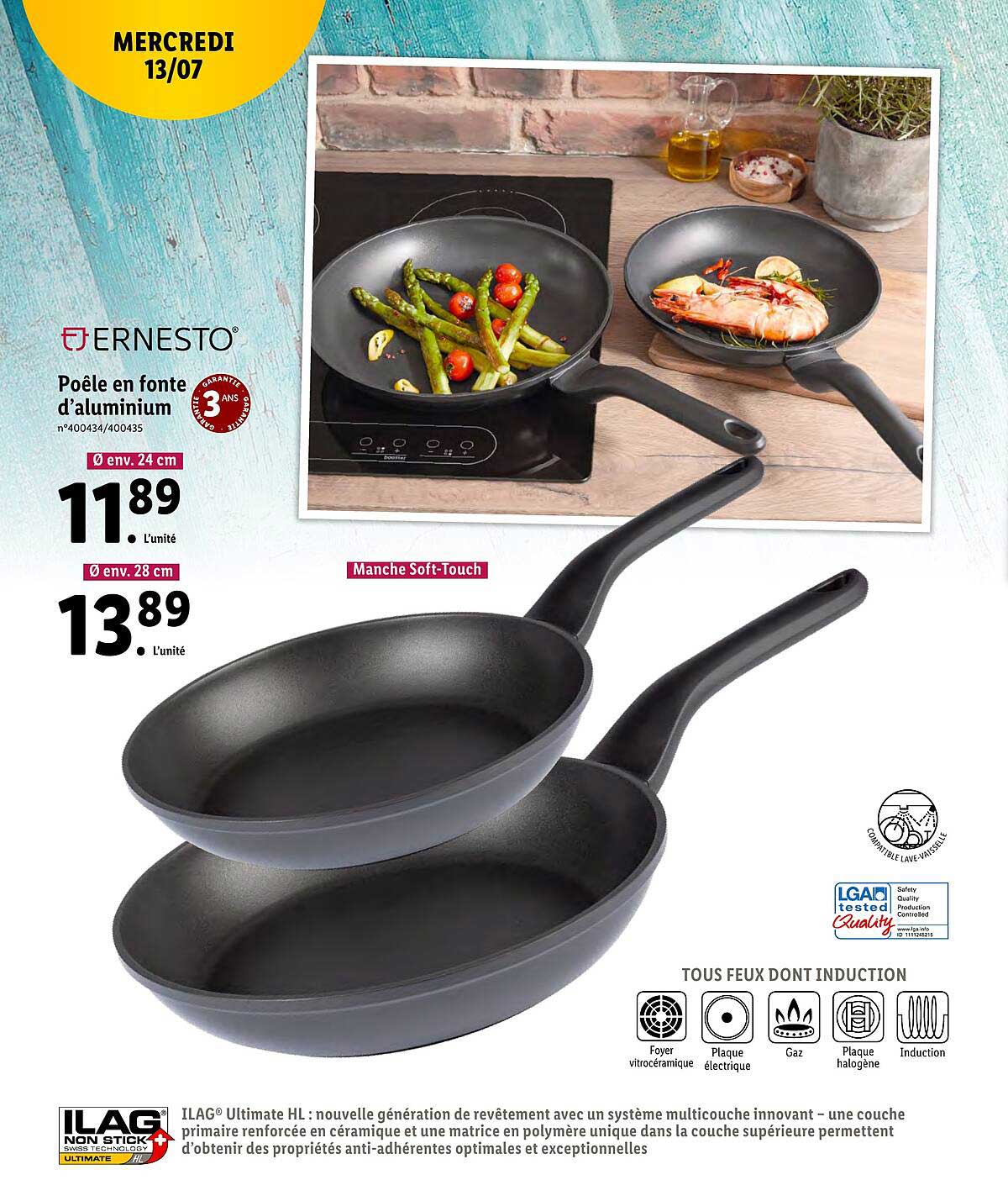 poêle en fonte d'aluminium ernesto