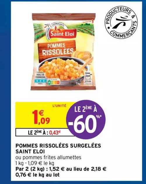 pommes rissolées surgelées saint éloi