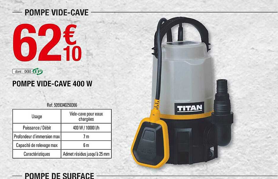 pompe vide-cave 400 w titan
