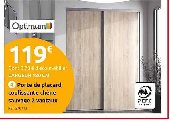 Porte De Placard Coulissante Chêne Sauvage 2 Vantaux Optimum