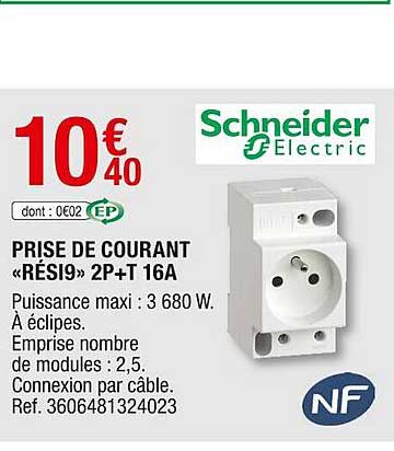 prise de courant «rési9» 2p+t 16a schneider électric