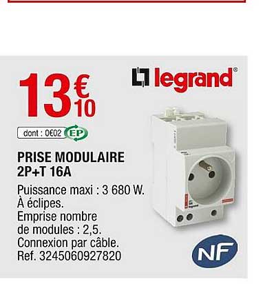 Prise Modulaire 2p+t 16a Legrand