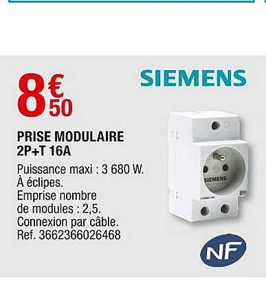 prise modulaire 2p+t 16a siemens
