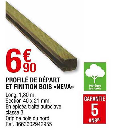 profilé de départ et finition bois «neva»