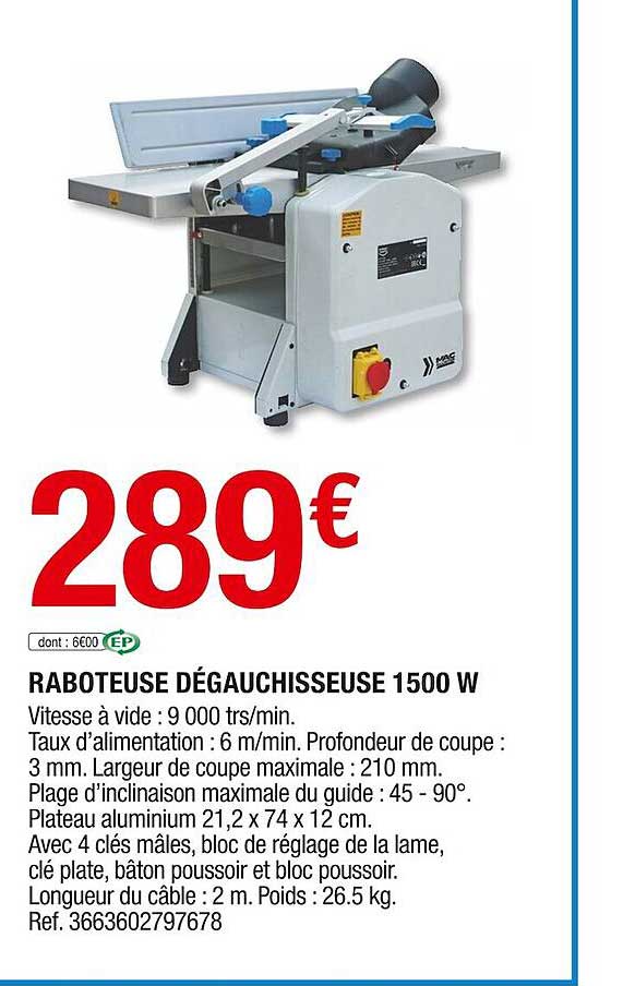 Raboteuse Dégauchisseuse 1500 W