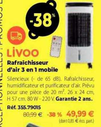 rafraîchisseur d'air 3 en 1 mobile livoo