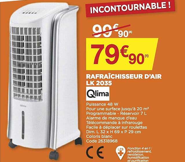 rafraîchisseur d'air lk 2035 qlima