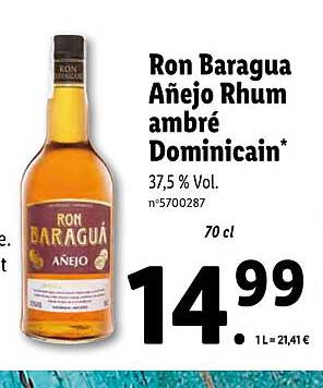 Ron Baragua Añejo Rhum Ambré Dominicain