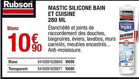 Rubson Mastic Silicone Bain Et Cuisine