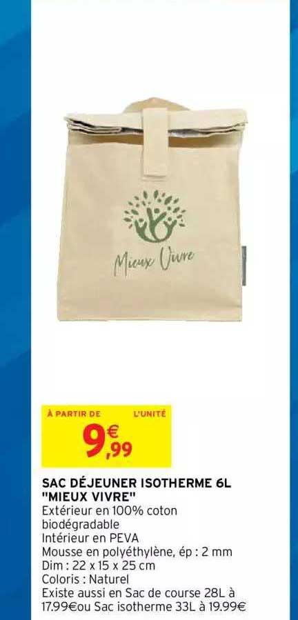 sac déjeuner isotherme 6l "mieux vivre"