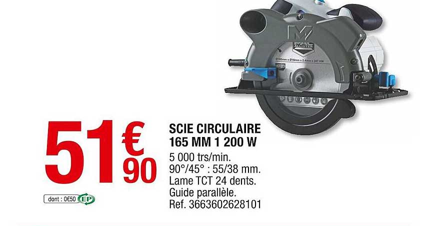 scie circulaire 165 mm 1200 w mac allister