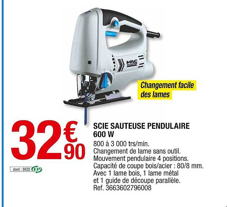 scie sauteuse pendulaire 600 w mac allister