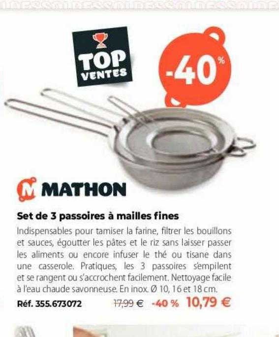 set de 3 passoires à mailles fines mathon
