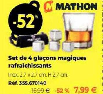 set de 4 glaçons magiques rafraichissants mathon