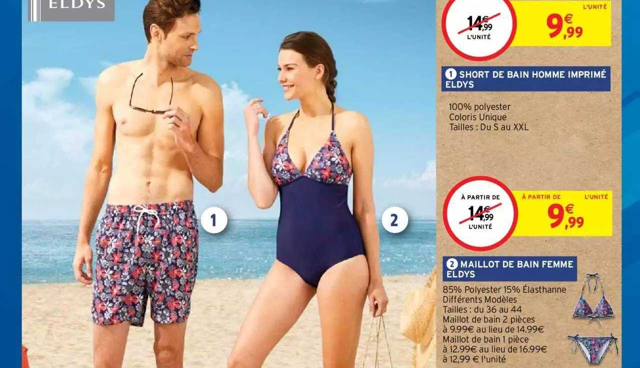 Short De Bain Homme Imprimé Eldys, Maillot De Bain Femme Eldys