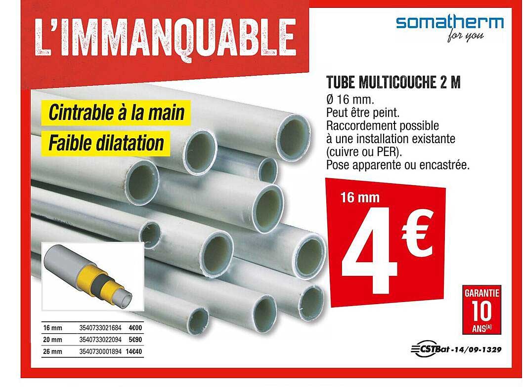 somatherm tube multicouche 2 m