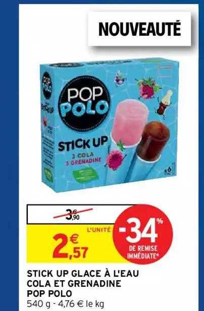 stick up glace à l'eau cola et grenadine pop polo