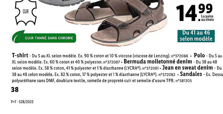 t-shirt, polo, bermuda molletonné denim, jean en sweat denim, sandales