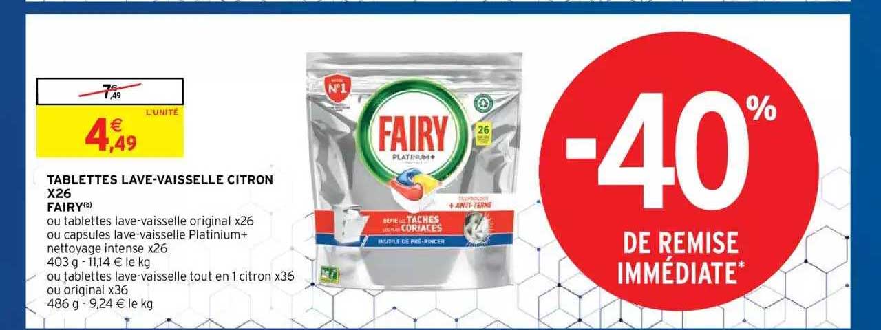 tablettes lave-vaisselle citron x26 fairy