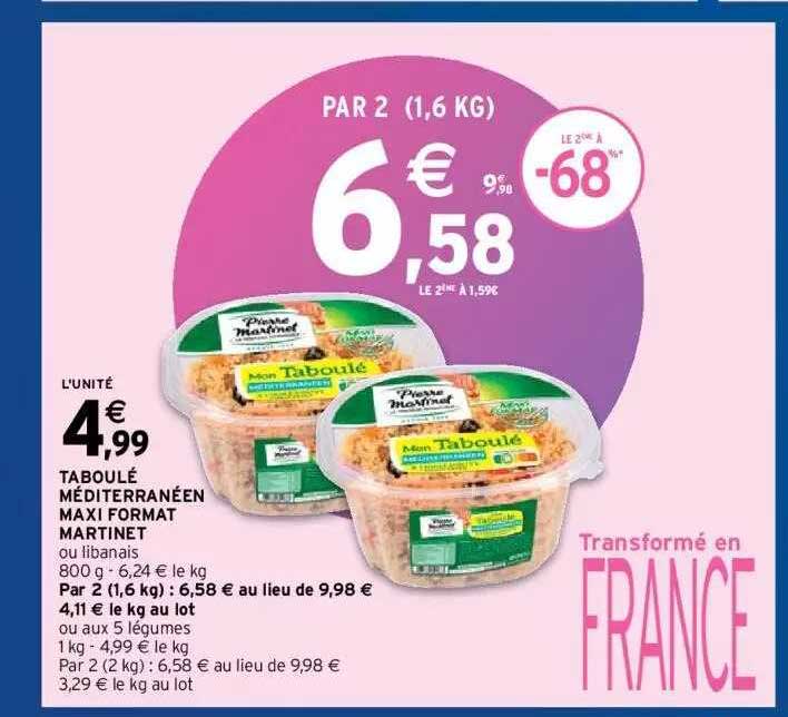 taboulé méditerranéen maxi format martinet