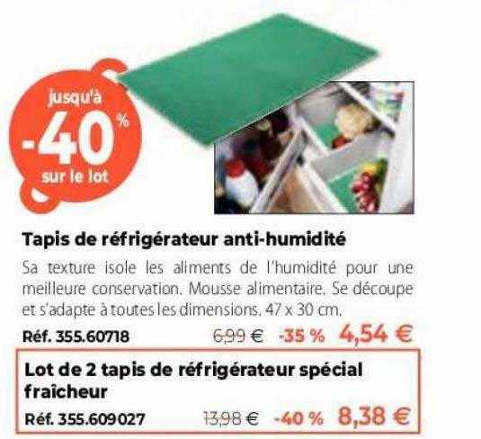 tapis de réfrigérateur anti-humidité, lot de 2 tapis de réfrigérateur spécial fraîcheur